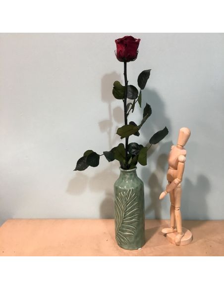 vase vert gravé feuille