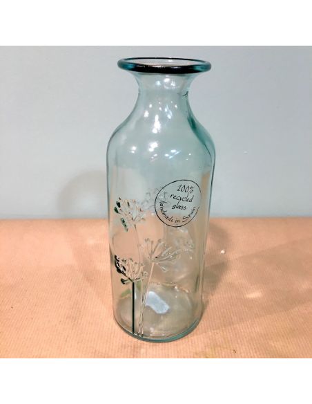 vase transparent gravé fleur